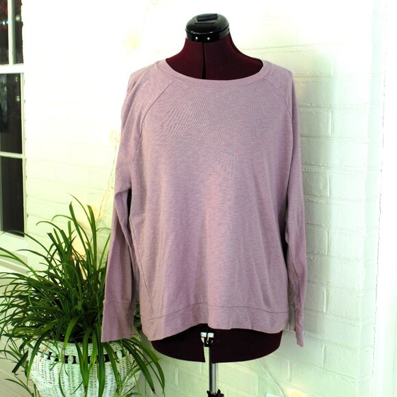 Banana Republic Light Pink Raglan Cotton Long Sleeve Slub Knit Top Size Large - Picture 1 of 5